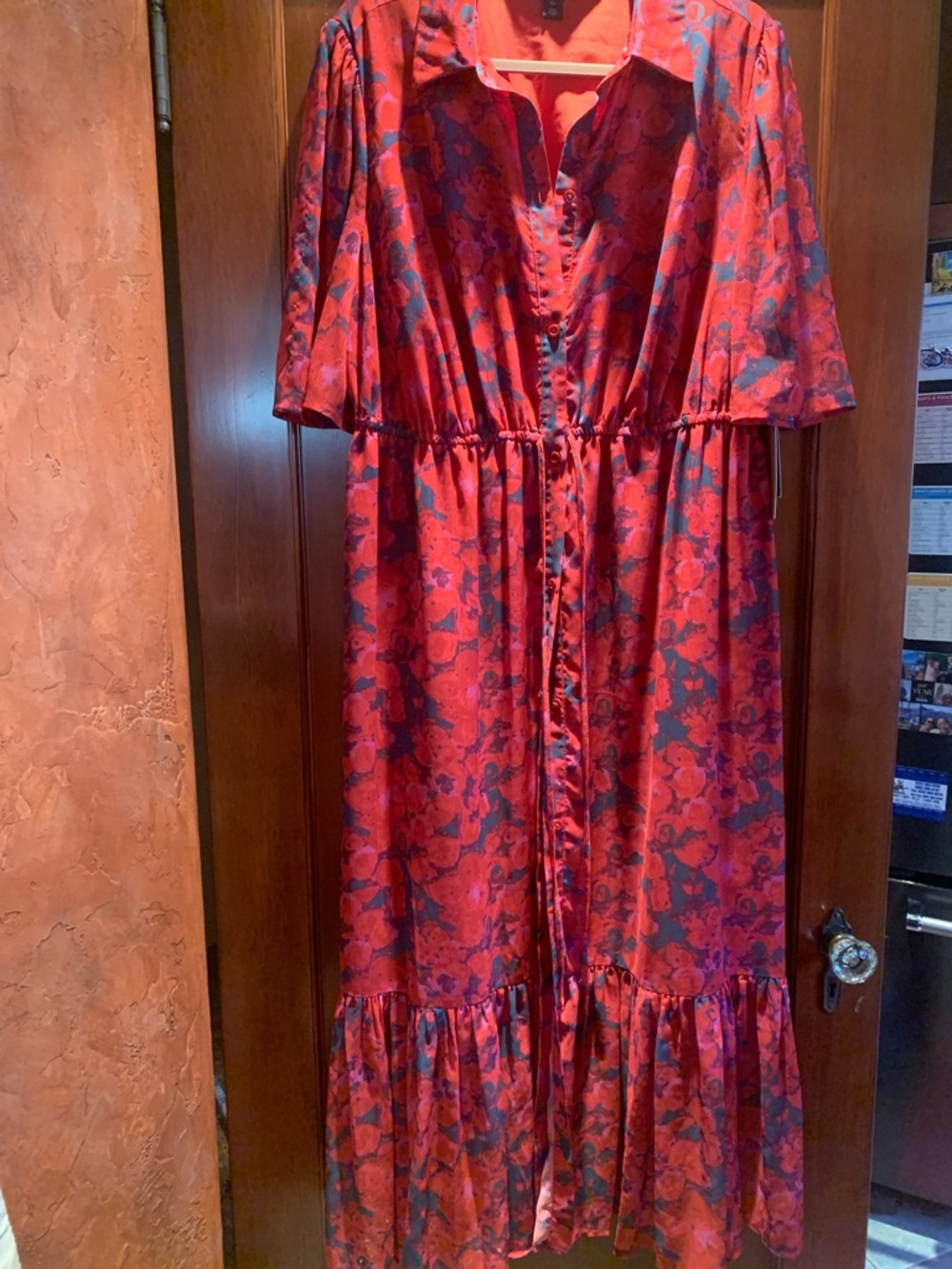 Nordstrom  Halogen brand Red and Blue Floral Maxi Dress